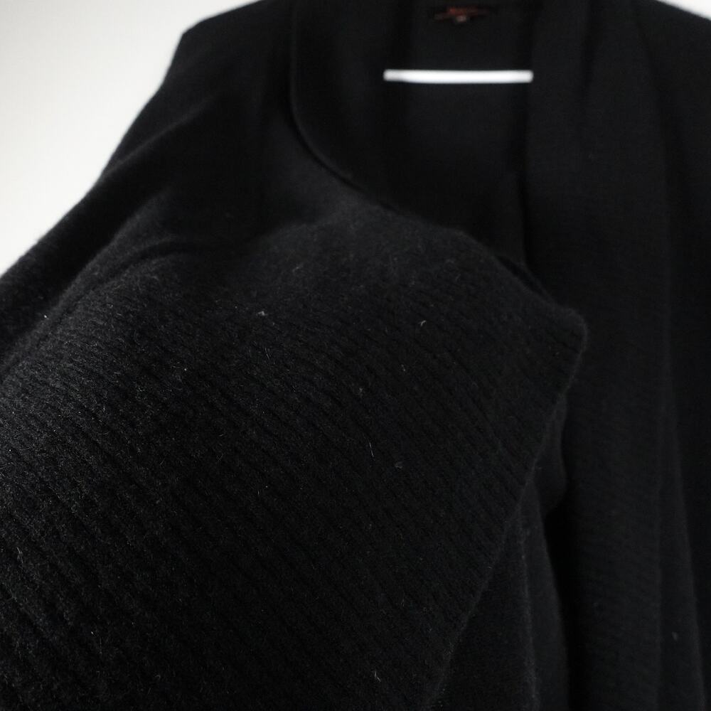 GUC Quince Black Mongolian Cashmere Open Cardigan Sweater Medium 1002 - Picture 7 of 12